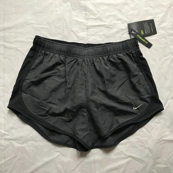 Women's Nike Dri-FIT Tempo Running Heather Black Lined Shorts Swoosh Size Medium - Picture 4 of 8